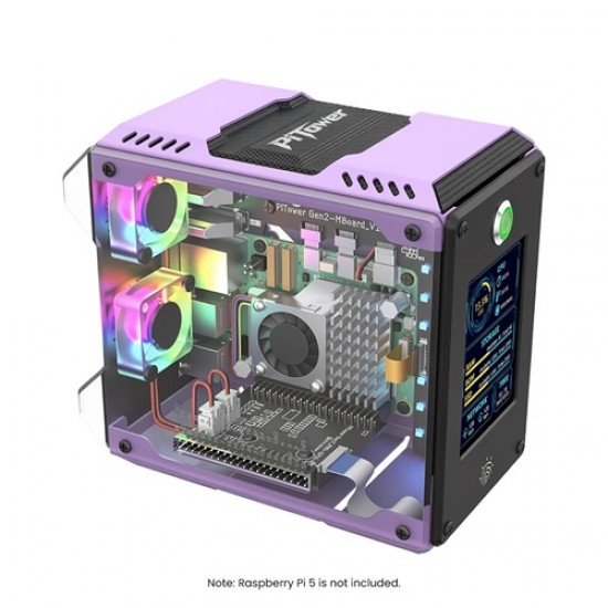 Elecrow PiTower Gen 2 Mini PC Case with 2.8inch IPS Screen | Dual SSD Slot Designed for Raspberry Pi 5 (MPN: MOA01102D)