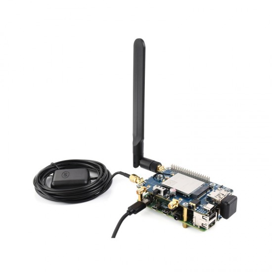 Raspberry Pi LTE Cat 6 Communication HAT, LTE-A Global Multi-band, GNSS Positioning, comes with EM060K-GL Module