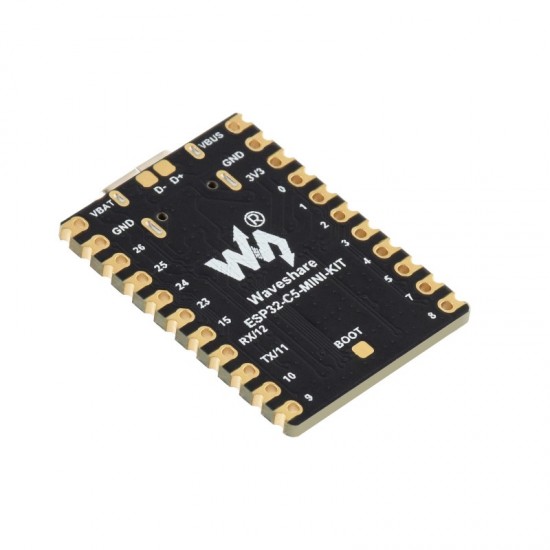 Waveshare ESP32-C5 Mini Dual-band Wi-Fi 6 Development Board, 240MHz Single-core Processor, Onboard ESP32-C5-MINI-1 Series Module - External FPC Antenna - Unsolder Version