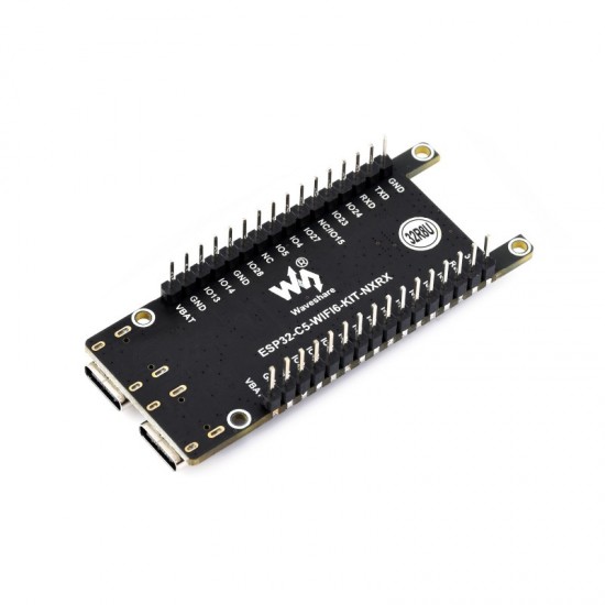 Waveshare ESP32-C5 Dual-Band Wi-Fi 6 Development Board, 240MHz RISC-V Processor, 32MB Flash & 8MB PSRAM, ESP32-C5-WROOM-1 Series Module, Multi-Protocol RISC-V MCU, With External Dual-band Wi-Fi Antenna (Solder Version)