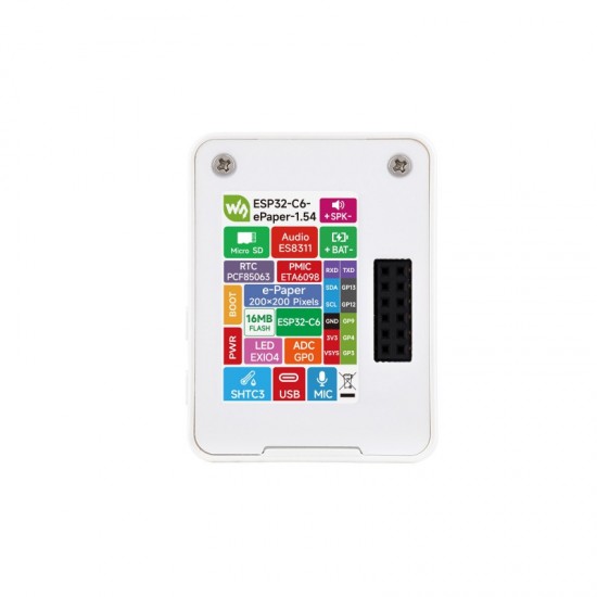Waveshare ESP32-C6 1.54inch e-Paper AIoT Development Board, 200 × 200 Resolution, Supports Wi-Fi, BLE 5, And Online LLM Platforms With 3.7V MX1.25 Lithium Battery Waveshare ESP32-C6 1.54inch e-Paper AIoT Development Board, 200 × 200 Resolution, Supports Wi-Fi, BLE 5, And Online LLM Platforms With 3.7V MX1.25 Lithium Battery