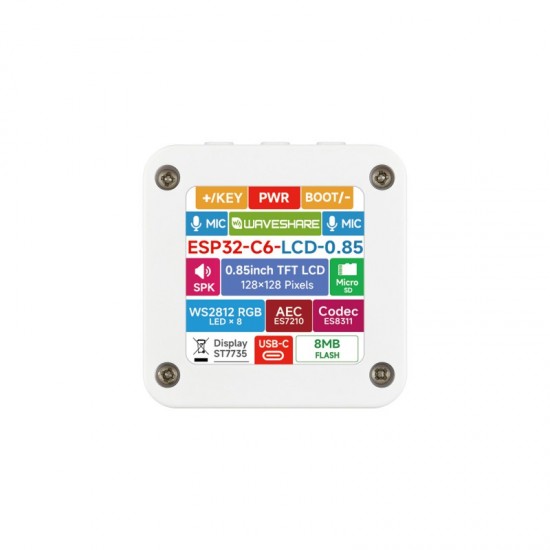 Waveshare ESP32-C6 0.85inch LCD Display Development Board, RISC-V Single-core Processor, 128 × 128 Resolution, Supports AI Speech Interaction, Online LLM Platforms, Dual Microphones, Wi-Fi 6, And Bluetooth 5 Battery Not Included Waveshare ESP32-C6 0.85inch LCD Display Development Board, RISC-V Single-core Processor, 128 × 128 Resolution, Supports AI Speech Interaction, Online LLM Platforms, Dual Microphones, Wi-Fi 6, And Bluetooth 5 Battery Not Included