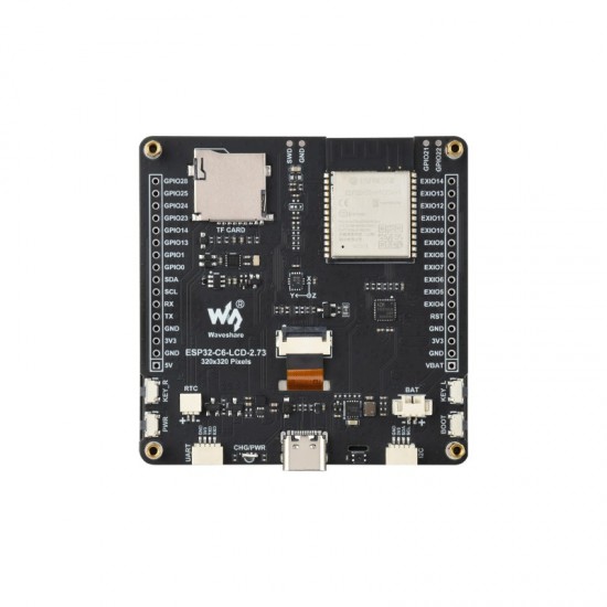 Waveshare ESP32-C6 2.73inch LCD Display Development Board, RISC-V 32-bit Processor, 320 × 320 Resolution, 262K Color, Supports Wi-Fi 6, Bluetooth 5, And IEEE 802.15.4 (Zigbee 3.0 and Thread) Wireless Communications [Battery Not Included]