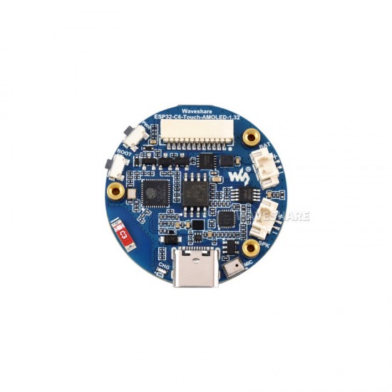 Waveshare ESP32-C6 1.32inch AMOLED Round Touch Display Development Board, 466×466 Pixels, QSPI Interface, Supports Wi-Fi 6 and Bluetooth 5