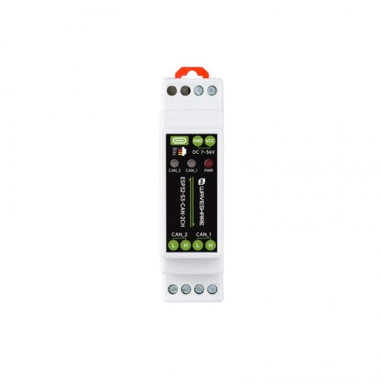 Waveshare Industrial ESP32-S3 Control Board With 2-Ch CAN Communication Interfaces, Supports Wi-Fi / Bluetooth, Built-in Power Isolation And Digital Isolation Protection Circuits [Onboard Antenna]