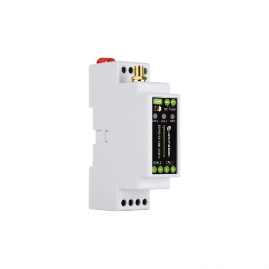 Waveshare Industrial ESP32-S3 Control Board With 2-Ch CAN Communication Interfaces, Supports Wi-Fi / Bluetooth, Built-in Power Isolation And Digital Isolation Protection Circuits [External Antenna]