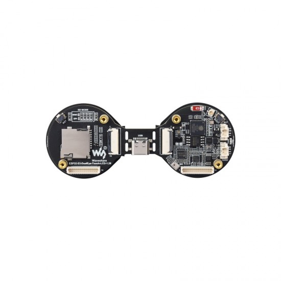 ESP32-S3 1.28inch Double Eye Round Touch LCD AIoT Development Board, Onboard Dual 1.28inch IPS Displays, 240 × 240 Resolution, Dual-core 240MHz Processor, Supports Wi-Fi / Bluetooth 5