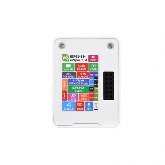 ESP32-S3 1.54inch Capacitive Touch e-Paper AIoT Development Board, 200 × 200, Black / White, Supports Wi-Fi and BLE Dual-mode Communication - With 3.7V MX1.25 Lithium Battery 