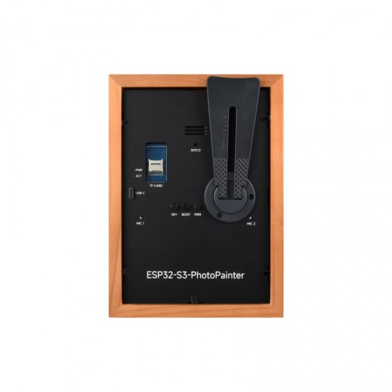 Waveshare ESP32-S3-PhotoPainter 7.3inch E6 Full Color E-paper Display With Solid Wood Photo Frame, Ultra-long Standby, 800 × 480 Resolution, Battery Optional [Battery Not Included]