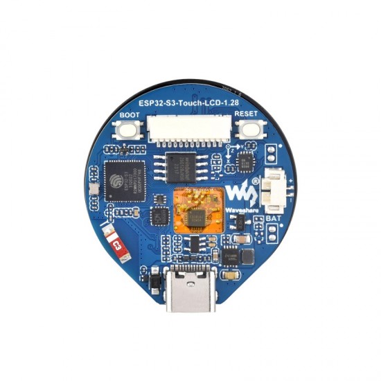 ESP32-S3 Development Board, with 1.28inch Round Touch LCD, Compact size, Accelerometer And Gyroscope Sensor
