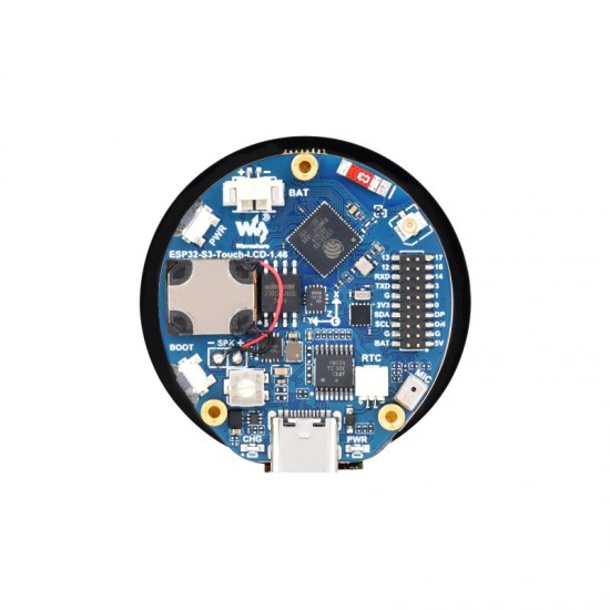 ESP32-S3 1.46inch Round Display Development Board, 412×412, Supports WiFi & Bluetooth, Accelerometer And Gyroscope Sensor, Onboard Speaker And Microphone with Protective Cover Glass