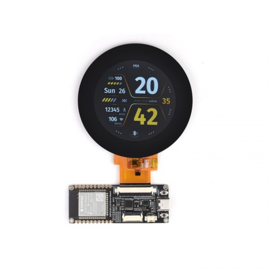 ESP32-S3 RGB LCD Driver Board, 32-Bit 240MHz LX7 Dual-Core Processor, 8MB PSRAM And Flash, WiFi & Bluetooth Support, With 2.1inch Round Touch LCD