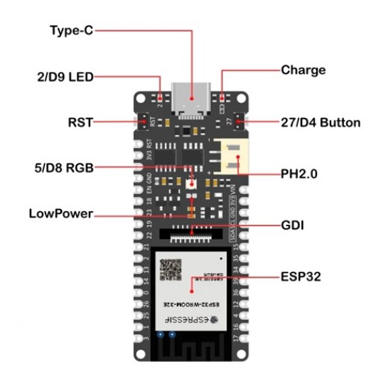 DF ROBOT FireBeetle 2 ESP32-E IoT Microcontroller (32M / 512KB, Supports Wi-Fi & Bluetooth) (MPN: DFR0654)
