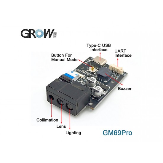 GROW GM69Pro 1D/2D Barcode QR Code Scanner Module USB and UART interface GROW GM69Pro 1D/2D Barcode QR Code Scanner Module USB and UART interface