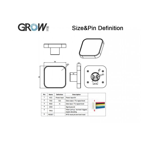 GROW GM811-NFC 1D/2D Barcode and QR Code Scanner Module with NFC Support GROW GM811-NFC 1D/2D Barcode and QR Code Scanner Module with NFC Support