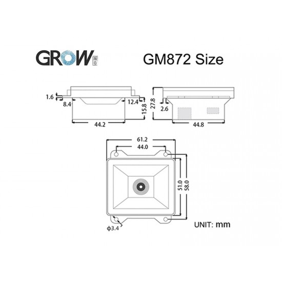 GROW GM872 1D/2D Barcode QR Code Scanner Module - USB and UART interface