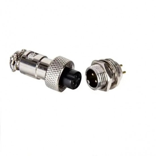 GX12 - 4 Pin 12mm Dia Round Shell Aviation Connector Set of Male and Female , Panel Mount