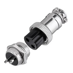 GX16 - 2 Pin Round Shell Aviation Connector Set of Male and Female , Panel Mount