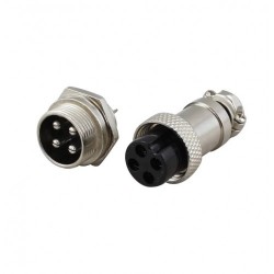 GX16 - 4 Pin Round Shell Aviation Connector Set of Male and Female , Panel Mount