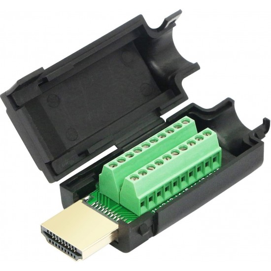 HDMI Male Connector Breakout With Shell - 19 pin