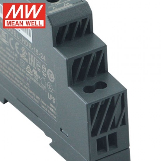 Mean Well HDR-15-24 24V 0.63A 15.2W Ultra Slim DIN Rail AC-DC Switching Power Supply (SMPS) Mean Well HDR-15-24 24V 0.63A 15.2W Ultra Slim DIN Rail AC-DC Switching Power Supply (SMPS)