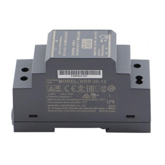 Mean Well HDR-30-12 12V 2A 24W Ultra Slim DIN Rail AC-DC Switching Power Supply (SMPS) Mean Well HDR-30-12 12V 2A 24W Ultra Slim DIN Rail AC-DC Switching Power Supply (SMPS)