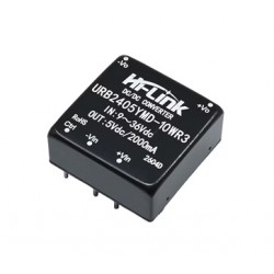 Hi-Link URB2405YMD-10WR3 10W Isolated DC-DC Power Converter Module, 24V Input (9-36V), 5V 2A Output, 1500V Isolation, DIP Package Hi-Link URB2405YMD-10WR3 10W Isolated DC-DC Power Converter Module, 24V Input (9-36V), 5V 2A Output, 1500V Isolation, DIP Package