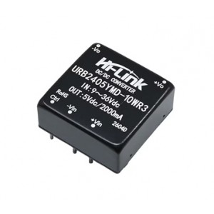 Hi-Link URB2405YMD-10WR3 10W Isolated DC-DC Power Converter Module, 24V Input (9-36V), 5V 2A Output, 1500V Isolation, DIP Package