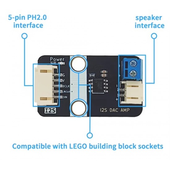 I2S DAC Amplifier Module with Mini Audio Speaker - 66×30×17mm Speaker Size