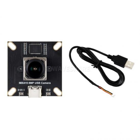 Waveshare IMX415 8MP High-resolution USB Camera Module Type B, IMX415 Sensor Chip, USB2.0 Port, Onboard Dual Microphones, 93.5° Wide Angle Lens, -0.4% Distortion Waveshare IMX415 8MP High-resolution USB Camera Module Type B, IMX415 Sensor Chip, USB2.0 Port, Onboard Dual Microphones, 93.5° Wide Angle Lens, -0.4% Distortion