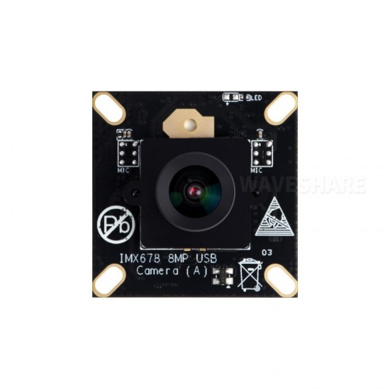Waveshare IMX678 8MP M12 USB Camera Module, IMX678 Sensor Chip, USB2.0 Port, Better Sensitivity In Low-Light Condition, Easy To Use