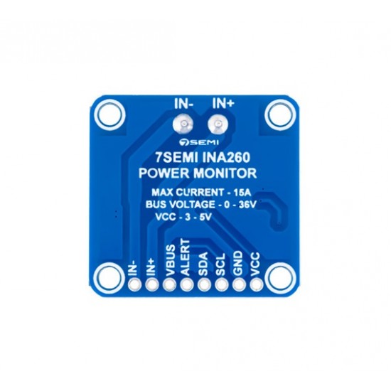INA260 High Precision I2C Current Voltage and Power Monitor Module with Integrated 2mΩ Shunt, 15A, 36V INA260 High Precision I2C Current Voltage and Power Monitor Module with Integrated 2mΩ Shunt, 15A, 36V