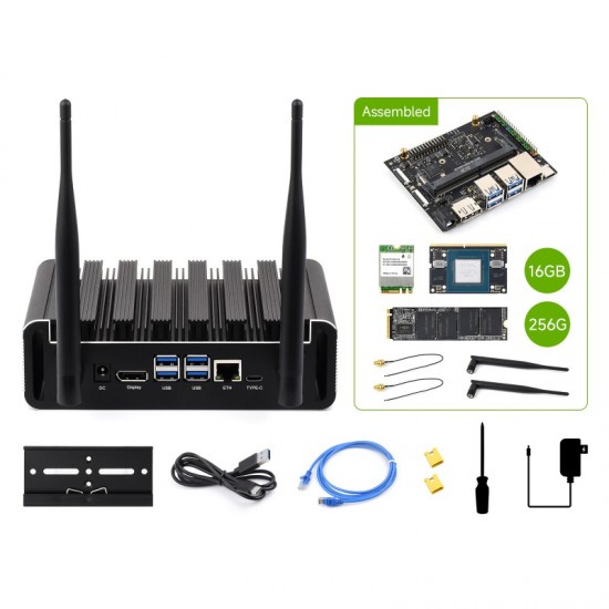 Waveshare Jetson Orin NX 16GB Complete Kit - [Nvidia Orni Nx 16GB Som with Base Board + Aluminium Enclosure+ 256GB SSD + Wireless Card & Power Supply Included]