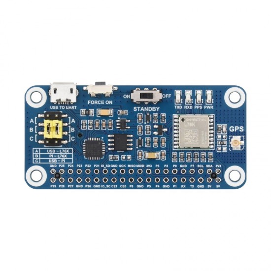 L76K GPS HAT For Raspberry Pi, GPS / BeiDou (BDS) / GLONASS / QZSS Support