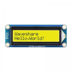 Waveshare LCD1602 I2C Module, Black Color with Green Background, 16x2 characters LCD, 3.3V/5V, Backlight Adjustable Waveshare LCD1602 I2C Module, Black Color with Green Background, 16x2 characters LCD, 3.3V/5V, Backlight Adjustable