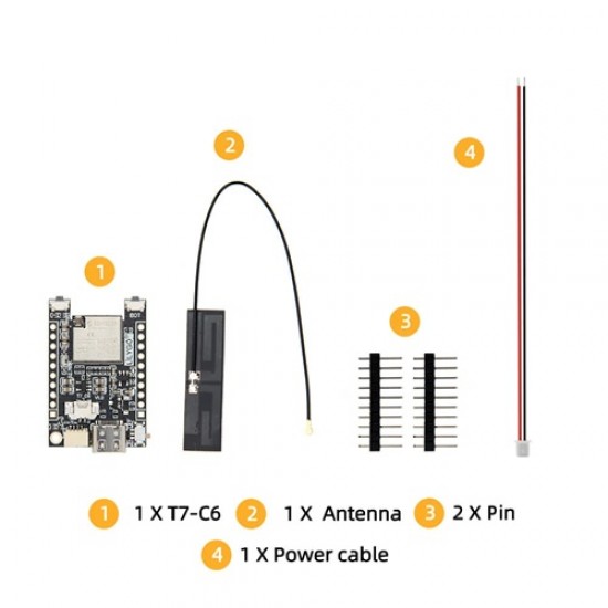 LILYGO T7-C6 ESP32-C6 Wireless Wi-Fi & Bluetooth Development Board - ESP32-C6-MINI-N1 External Antenna Module [H723]