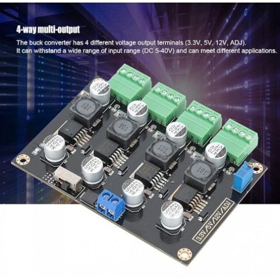 LM2596 Multi-Channel Switching Power Supply Module – 4-Output 3.3V/5V/12V/Adjustable DC-DC Buck Converter LM2596 Multi-Channel Switching Power Supply Module – 4-Output 3.3V/5V/12V/Adjustable DC-DC Buck Converter
