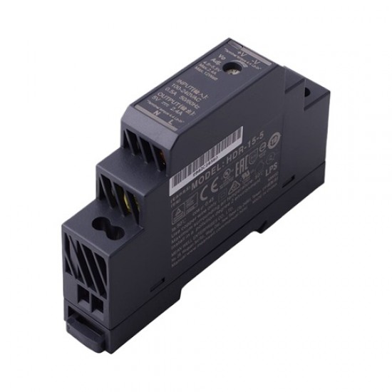 Mean Well HDR-15-5 5V 2.4A 12W Ultra Slim DIN Rail AC-DC Switching Power Supply (SMPS)