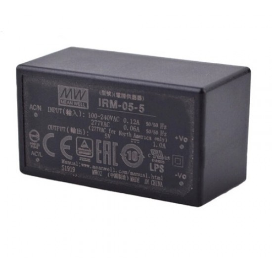 Mean Well IRM-05-5 5V 5A 5W AC-DC Miniature Power Supply Module - Industrial Grade - PCB Mount Mean Well IRM-05-5 5V 5A 5W AC-DC Miniature Power Supply Module - Industrial Grade - PCB Mount