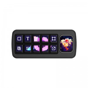 Waveshare MK10 Multi-Functional AI Voice Control Panel, Onboard 10 × 0.85inch Mechanical LCD Macro Keys And A 2.01inch Secondary Screen, Linux + QMK Dual-system Architecture, Stream Controller Deck, Stream Accessories [Black Color]