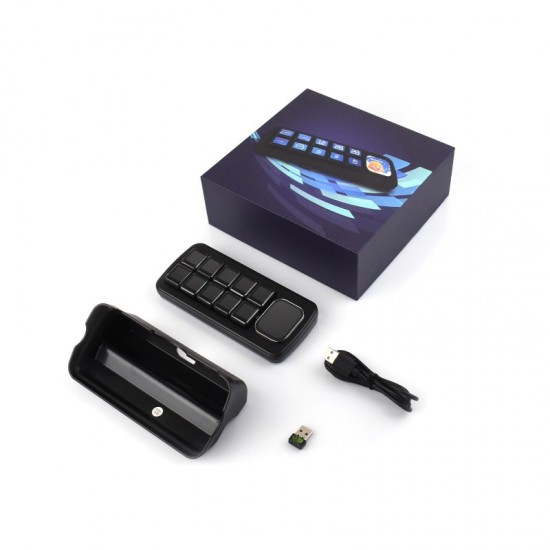 Waveshare MK10 Multi-Functional AI Voice Control Panel, Onboard 10 × 0.85inch Mechanical LCD Macro Keys And A 2.01inch Secondary Screen, Linux + QMK Dual-system Architecture, Stream Controller Deck, Stream Accessories [Black Color]