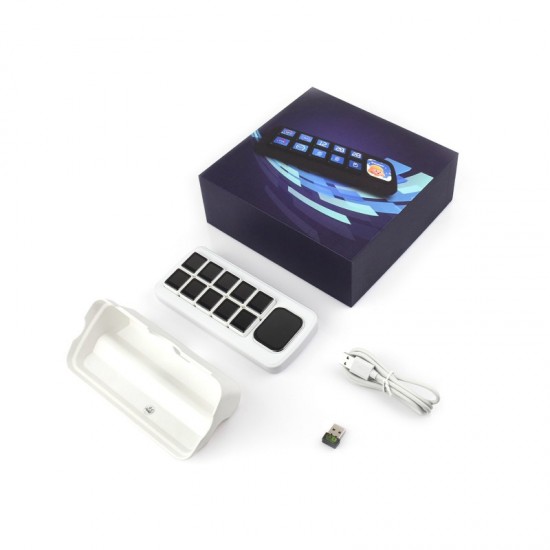 Waveshare MK10 Multi-Functional AI Voice Control Panel, Onboard 10 × 0.85inch Mechanical LCD Macro Keys And A 2.01inch Secondary Screen, Linux + QMK Dual-system Architecture, Stream Controller Deck, Stream Accessories [white Color]