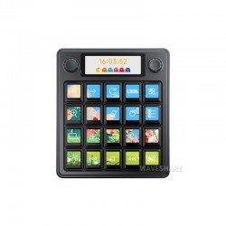 Waveshare MK20 Multi-Functional AI Voice Control Panel, Onboard 20 × 0.85inch Mechanical LCD Macro Keys And A 2.8inch Secondary Screen, High-Precision Dual Knobs, Linux + QMK Dual-system Architecture, Stream Controller Deck, Black Color