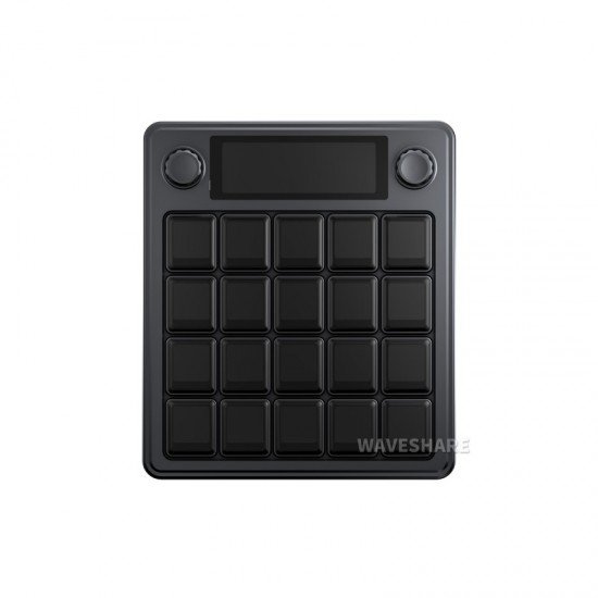 Waveshare MK20 Multi-Functional AI Voice Control Panel, Onboard 20 × 0.85inch Mechanical LCD Macro Keys And A 2.8inch Secondary Screen, High-Precision Dual Knobs, Linux + QMK Dual-system Architecture, Stream Controller Deck, Black Color