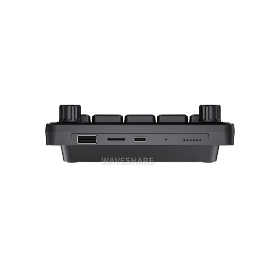 Waveshare MK20 Multi-Functional AI Voice Control Panel, Onboard 20 × 0.85inch Mechanical LCD Macro Keys And A 2.8inch Secondary Screen, High-Precision Dual Knobs, Linux + QMK Dual-system Architecture, Stream Controller Deck, Black Color