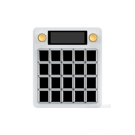 Waveshare MK20 Multi-Functional AI Voice Control Panel, Onboard 20 × 0.85inch Mechanical LCD Macro Keys And A 2.8inch Secondary Screen, High-Precision Dual Knobs, Linux + QMK Dual-system Architecture, Stream Controller Deck, White Color