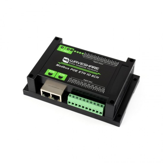 Waveshare Industrial 8-Ch Ethernet Digital Input/Output Module, Modbus RTU / TCP Protocol, Supports PoE Power Supply, With Various Isolation And Protection Circuits Waveshare Industrial 8-Ch Ethernet Digital Input/Output Module, Modbus RTU / TCP Protocol, Supports PoE Power Supply, With Various Isolation And Protection Circuits