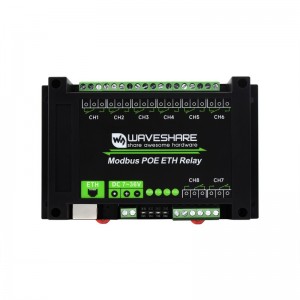 8-ch Ethernet Relay Module, Modbus RTU/Modbus TCP Protocol, PoE port Communication, With Various Isolation And Protection Circuits - Without Power Adapter