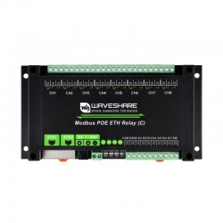 Waveshare Dual Ethernet Ports 8-ch Relay Module (C), Modbus RTU Protocol, PoE Power Supply, With Various Isolation And Protection Circuits, Industrial Grade Rail-Mount Case Waveshare Dual Ethernet Ports 8-ch Relay Module (C), Modbus RTU Protocol, PoE Power Supply, With Various Isolation And Protection Circuits, Industrial Grade Rail-Mount Case