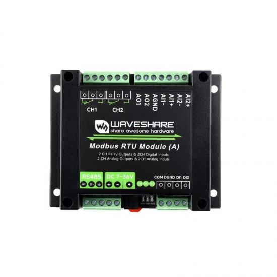 Waveshare Industrial Modbus RTU Mixed Input And Output Module, Multiple Isolation Protection Circuits, Supports Voltage And Current Acquisition, Flame-retardant Protective Case, DC 7V ~ 36V Wide Voltage